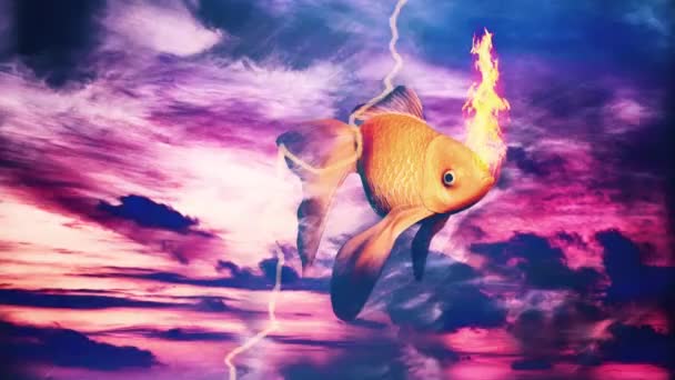超现实的想象天空中的鱼 — 图库视频影像