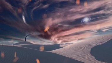 Withered tree in Zen Inspired Desert Landscape. 3D rendering