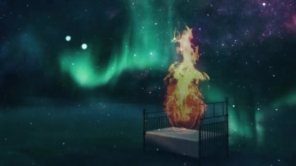 Bed Surreal Night Sky Animated Video — Stockvideo
