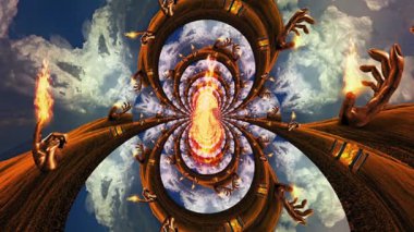 Tarlada alevli dev eller Eski bir ateş tapınağında