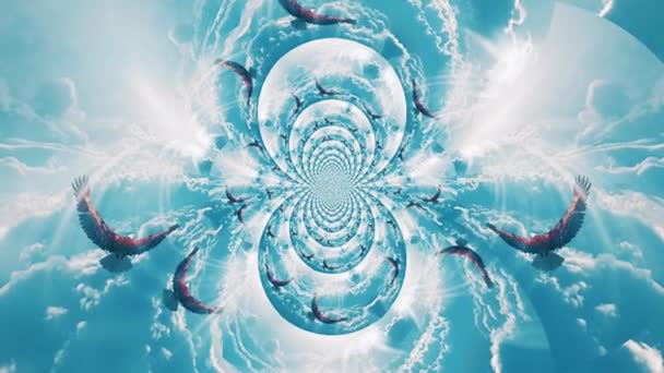 Eagle Sky Fractal Animated Video — Stock Video