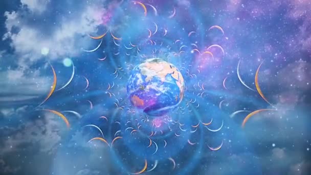 超現実的な空間での地球 銀河の一部です — ストック動画