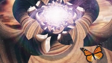 Gerçeküstü fraktal mağarada kelebek. Samanyolu Galaksisi