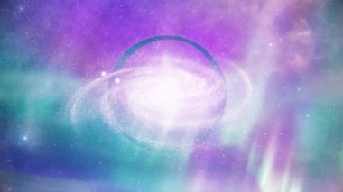 Galaksi kristal kürenin içinde. Gökyüzündeki bulutlar. Canlandırılmış video