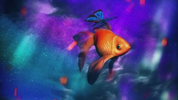 Imaginación Surrealista Peces Cielo — Vídeos de Stock