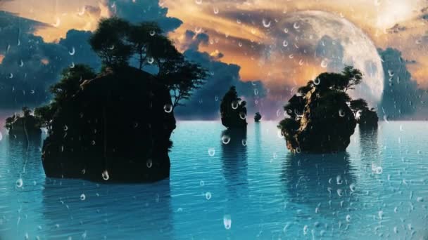 Rocky Adaları Bulutlu Gökyüzünde Dev Bir Canlandırılmış Video — Stok video