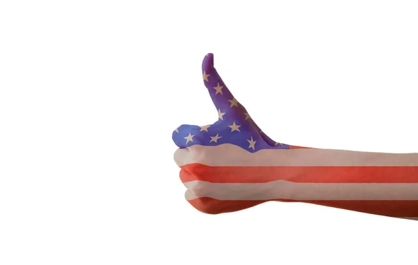 Hand Thumb Usa Flag Isolated White Background Copy Space — Stock Photo, Image