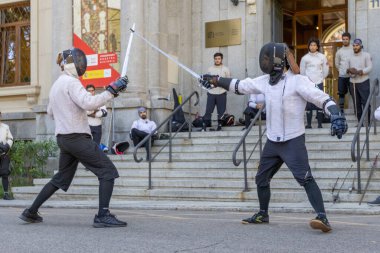 Madrid, İspanya - 17 Eylül 2022: III Jornadas de Esgrima Antigua in thel Archivo Histrico Nacional Sala Carranza de Esgrima Antigua ve Asociacin de Amigos del AHN.