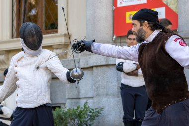 Madrid, İspanya - 17 Eylül 2022: III Jornadas de Esgrima Antigua in thel Archivo Histrico Nacional Sala Carranza de Esgrima Antigua ve Asociacin de Amigos del AHN.