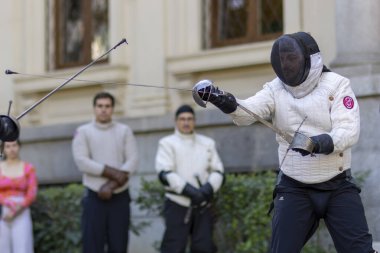 Madrid, İspanya - 17 Eylül 2022: III Jornadas de Esgrima Antigua in thel Archivo Histrico Nacional Sala Carranza de Esgrima Antigua ve Asociacin de Amigos del AHN.