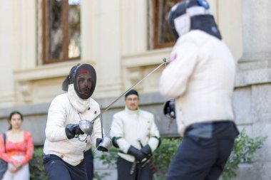 Madrid, İspanya - 17 Eylül 2022: III Jornadas de Esgrima Antigua in thel Archivo Histrico Nacional Sala Carranza de Esgrima Antigua ve Asociacin de Amigos del AHN.