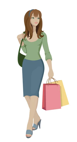 Girl _ shopping — Vector de stock