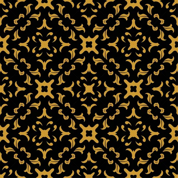 Schwarz Und Gold Muster Ornamentform Einfache Nahtlose Abstrakte Hintergrund — Stockvektor