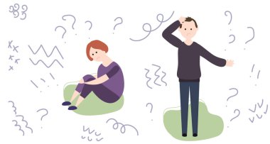 İlişki sorunları olan kadın ve erkeğin vektör çizimi  