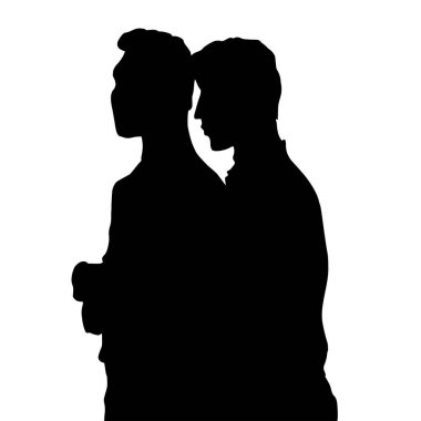 silhouette of homosexual couple on white background clipart