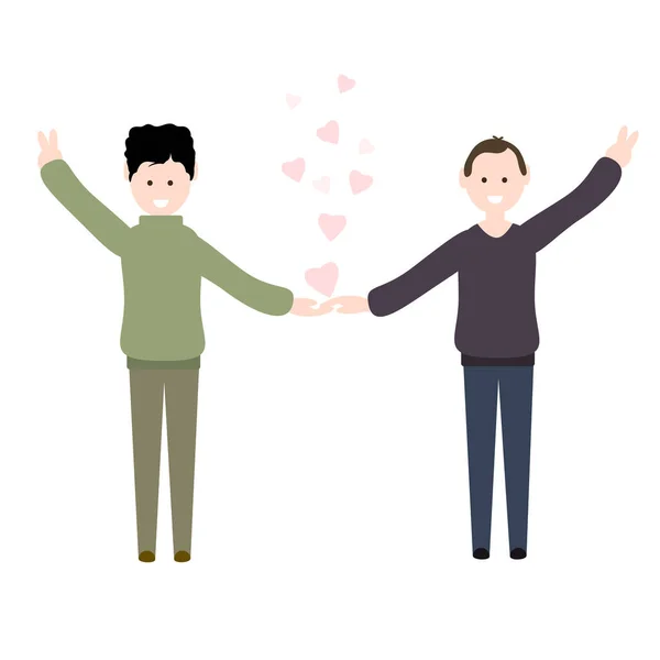 Homosexual Couple Hearts Vector Illustration Design — Stock Vector