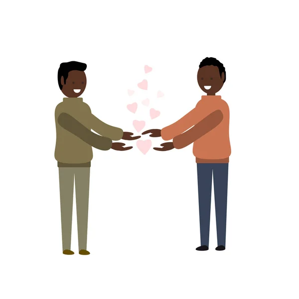 Couple Homosexuel Avec Coeur Vecteur Illustration Conception — Image vectorielle