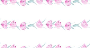 Güzel lale çiçekleriyle suluboya arkaplan