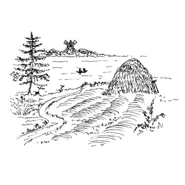 güzel manzara vektör çizim 