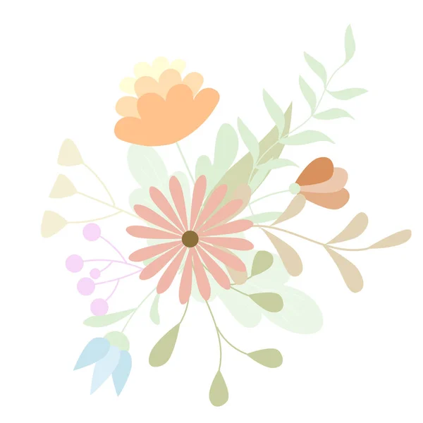 Όμορφο Μοτίβο Λουλουδιών Λουλούδια Και Φύλλα Διανυσματική Απεικόνιση — Διανυσματικό Αρχείο