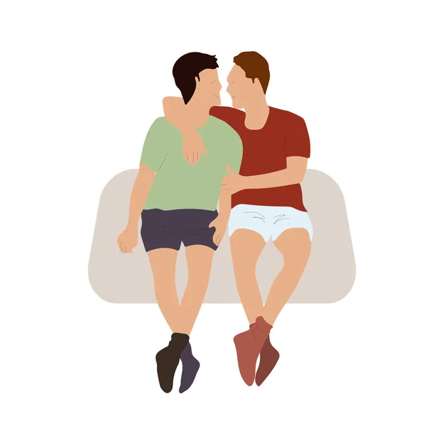Гомосексуальная Пара Домашнем Векторном Рисунке — стоковый вектор