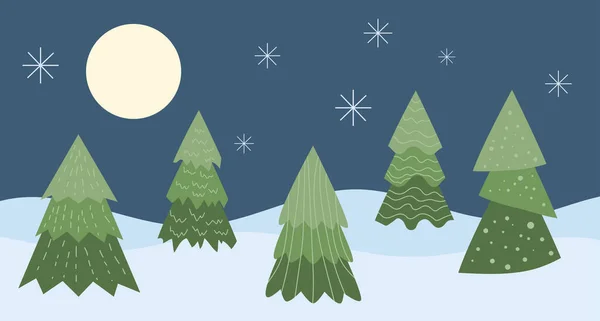 Tarjeta Noche Navidad Ilustración Del Vector — Vector de stock
