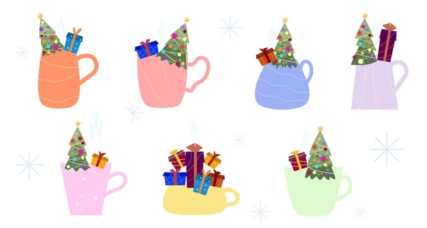 Elementos Navidad Conjunto Ilustración Vectores — Vector de stock