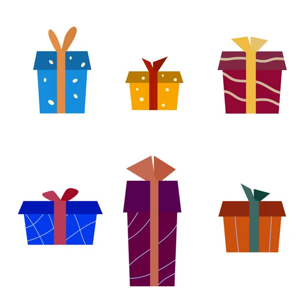 Conjunto Presentes Natal Ilustração Vetorial — Vetor de Stock