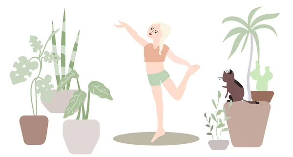 Ilustración Vectorial Una Mujer Una Pose Yoga — Vector de stock