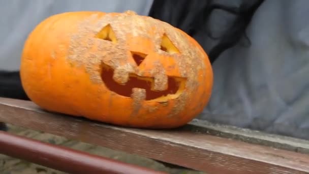 Halloween Semester Dekoration Pumpa Jack Lantern Gunga — Stockvideo