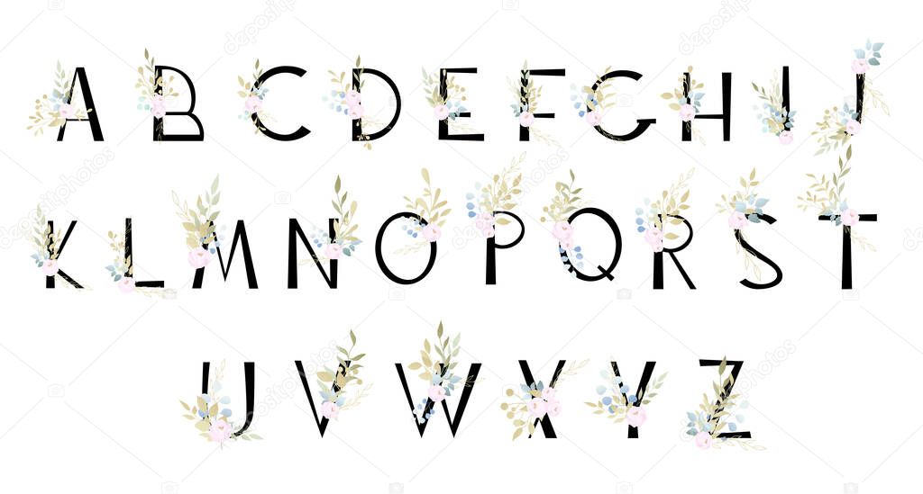 set of vector font, modern calligraphy