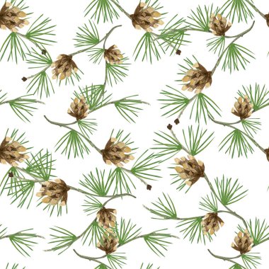 Güzel çam dalları dokusunun suluboya çizimi 