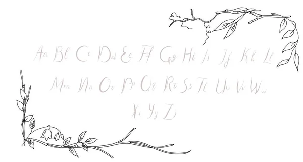 フォントと花の背景のベクトル図 — ストックベクタ