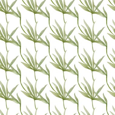 Güzel yeşil yaprakların suluboya çizimi