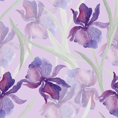 Mavi süsen çiçekli suluboya arkaplan