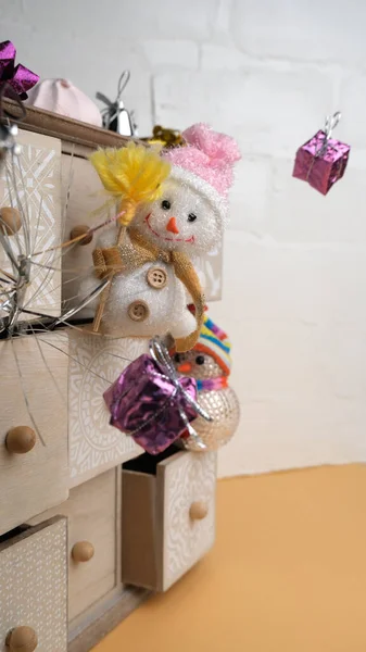 Beautiful Christmas Decorations Chest Drawers —  Fotos de Stock