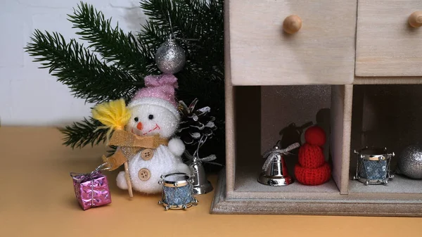 Beautiful Christmas Decorations Chest Drawers — Stok fotoğraf