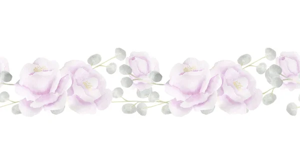 Desenho Aquarela Belas Flores Rosas — Fotografia de Stock