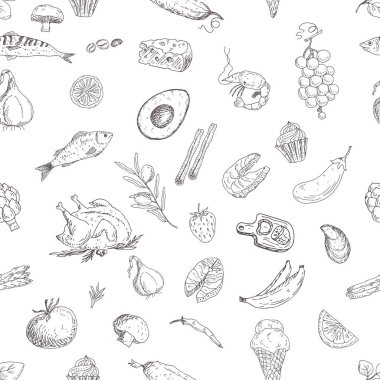vector illustration of food and vegetables icons