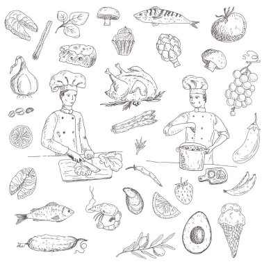 vector set of food icons,  hand drawn