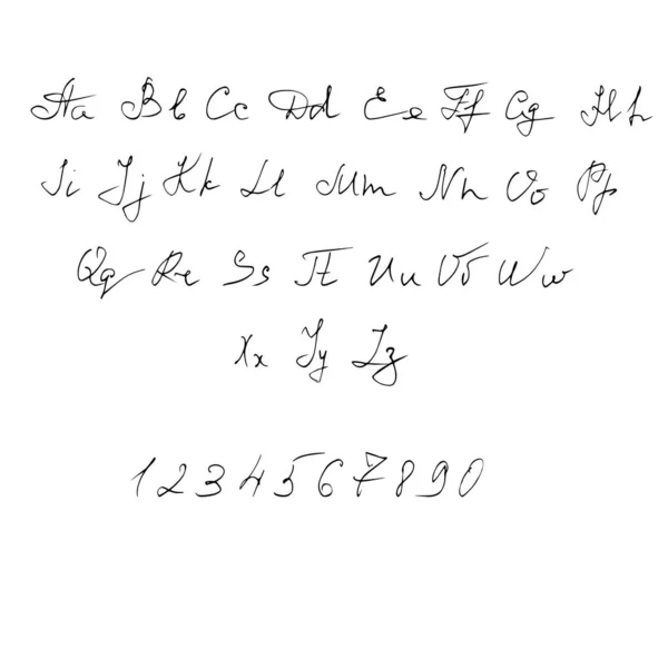 Hand Drawn Calligraphy Handwritten Lettering Vector Font — Stock Vector