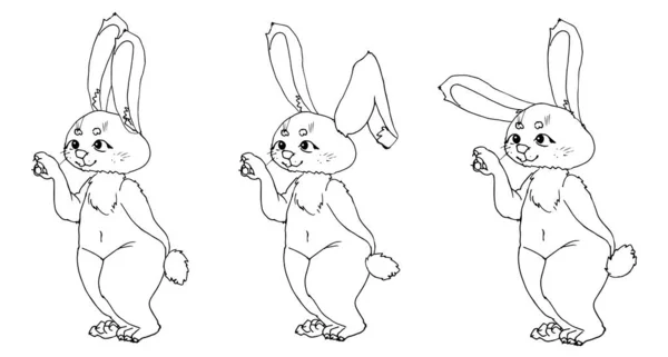Cute Cartoon Illustration Cute Rabbits — Vector de stock