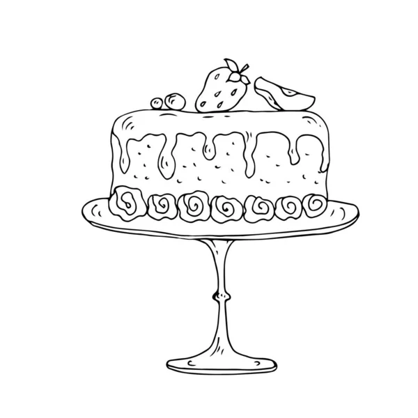 Hand Drawn Doodle Cake Vector Illustration — Stockvector