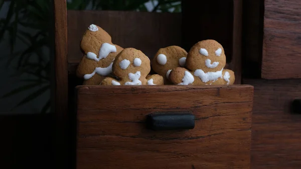 Christmas Gingerbread Cookies Chest Drawers — Stock Photo, Image