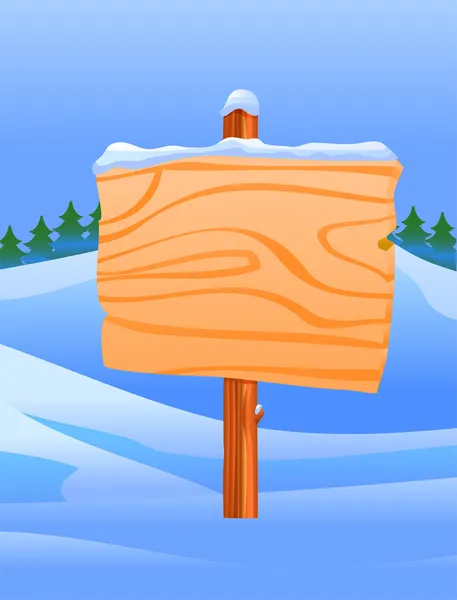 Ξύλινη πινακίδα στο χιόνι απεικονίσεις φορέα — Διανυσματικό Αρχείο