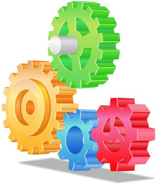 gears of cogs in various colors.