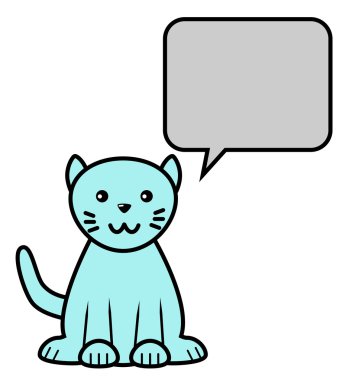 kawai mavi kediyle konuşma balonu