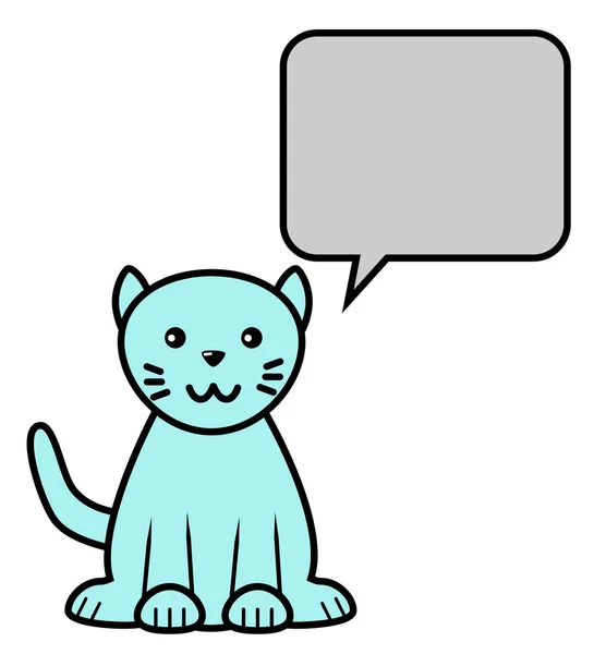 Blue Kawai cat with Speech Bubble — Stok Foto