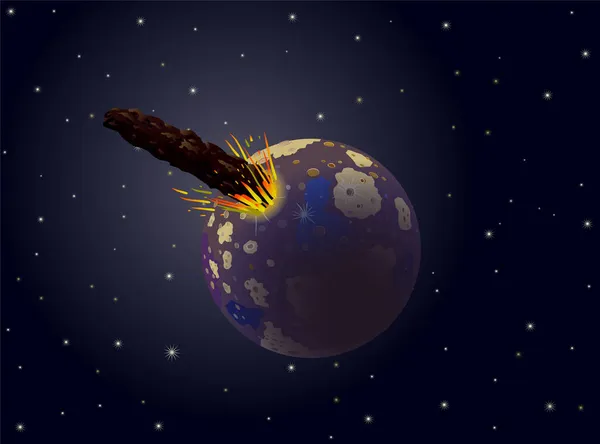 被来自外太空矢量的瓦穆瓦大岩石击中的水星 — 图库矢量图片