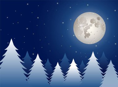 Dolunay vektörlü Noel gökyüzü